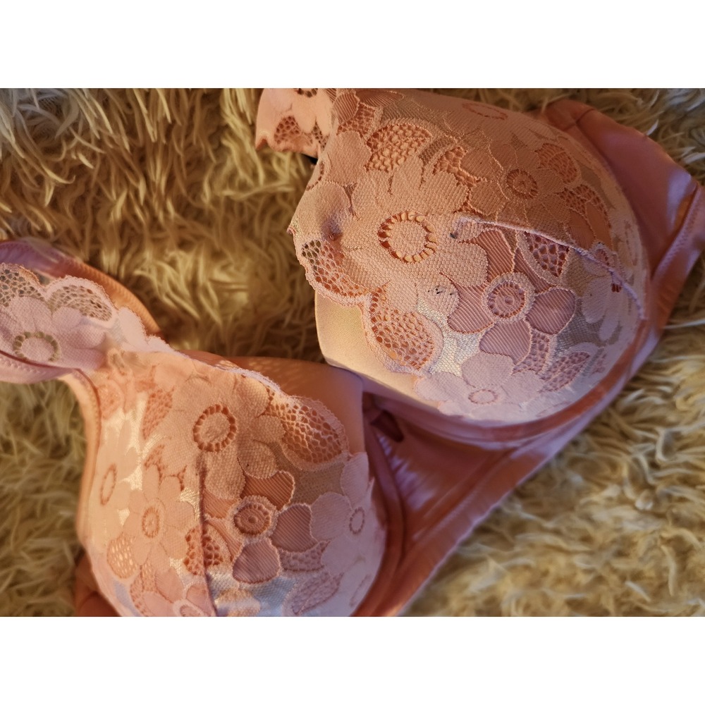 Aerie Real Good Plunge Bra 40D Peach Pink Floral Lace Underwire NWT - Picture 9 of 11